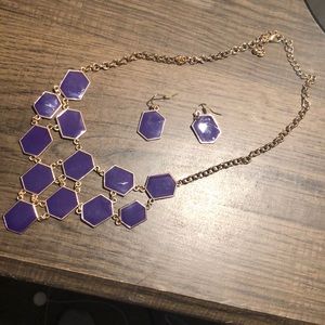 Purple & Gold Necklace & Earring Set